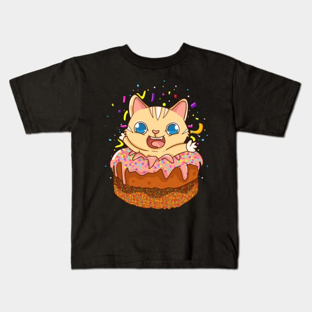 Birthday Cake Cat Surprise Kitty Kids T-Shirt by theperfectpresents